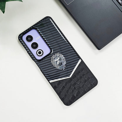 Oppo A3 Pro 5G Luxury Lion Pattern Leather And Liquid Silicone Case