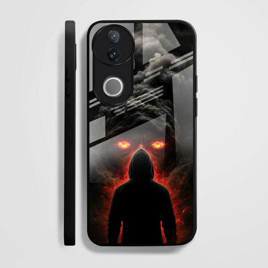 Vivo V50 5G Premium Acrylic Shockproof Glass Back Case ( Dark Flame )