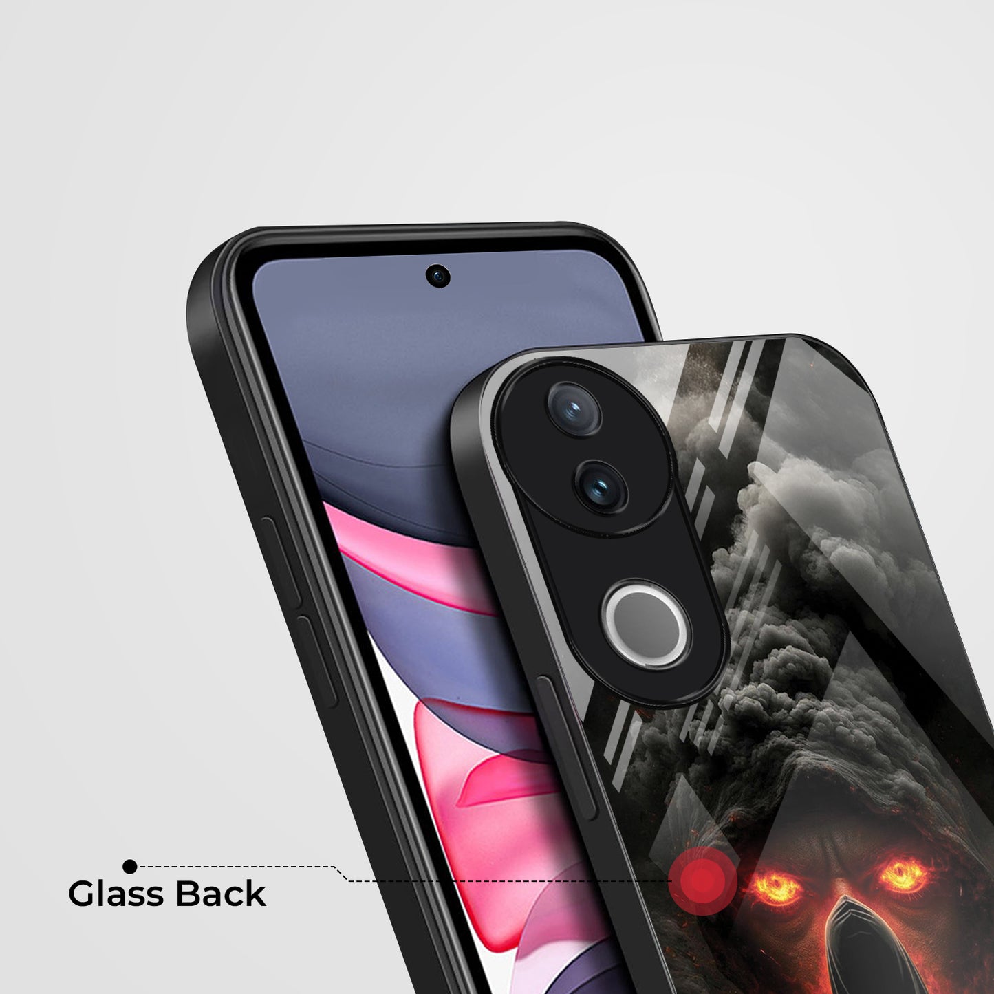 Vivo V50 5G Premium Acrylic Shockproof Glass Back Case ( Dark Flame )