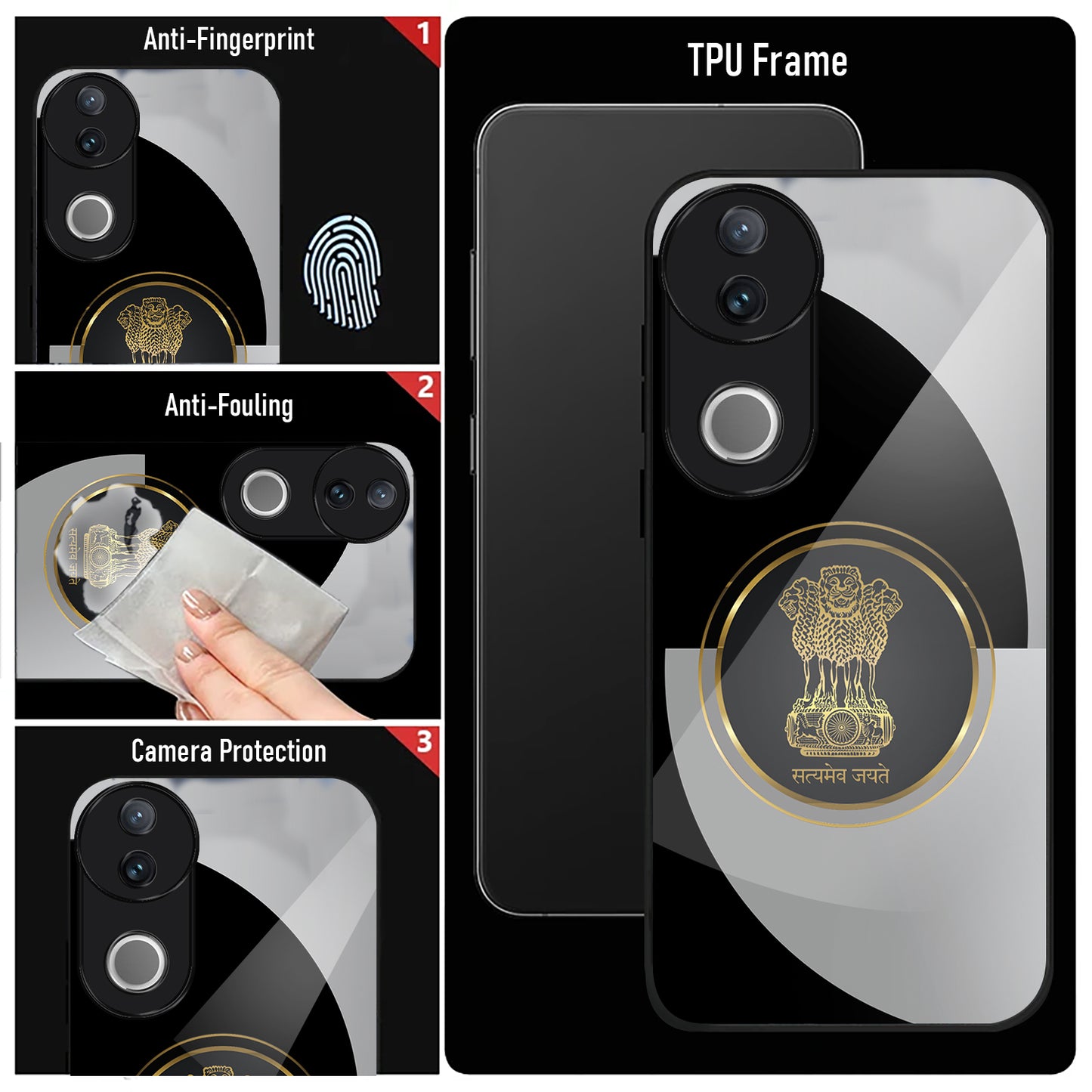Vivo V50 5G Premium Acrylic Shockproof Glass Back Case ( Satya-M-Jayate )