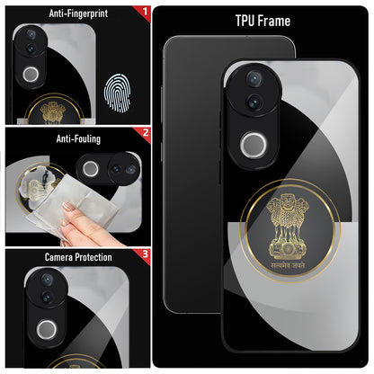 Vivo V50 5G Premium Acrylic Shockproof Glass Back Case ( Satya-M-Jayate )