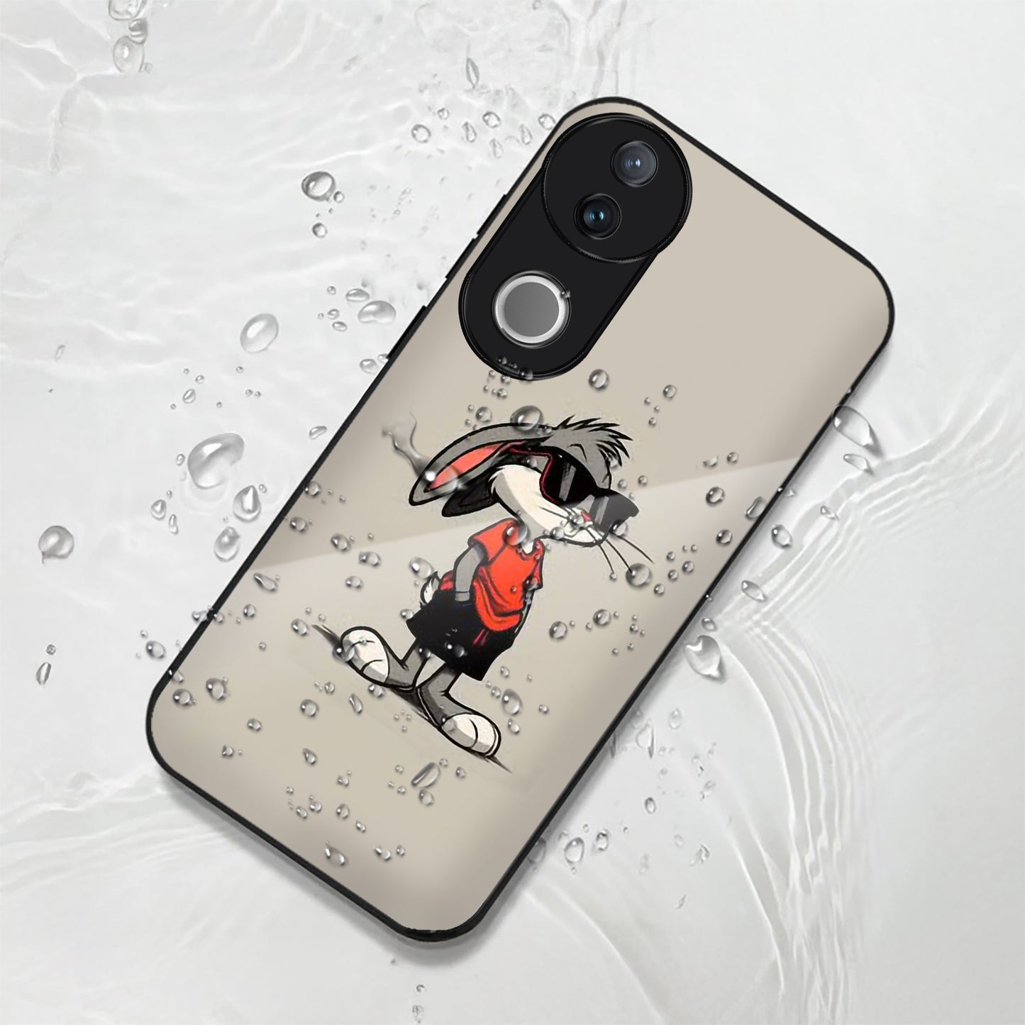 Vivo V50 5G Premium Acrylic Shockproof Glass Back Case (Bunny Case)