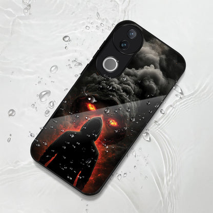 Vivo V50 5G Premium Acrylic Shockproof Glass Back Case ( Dark Flame )