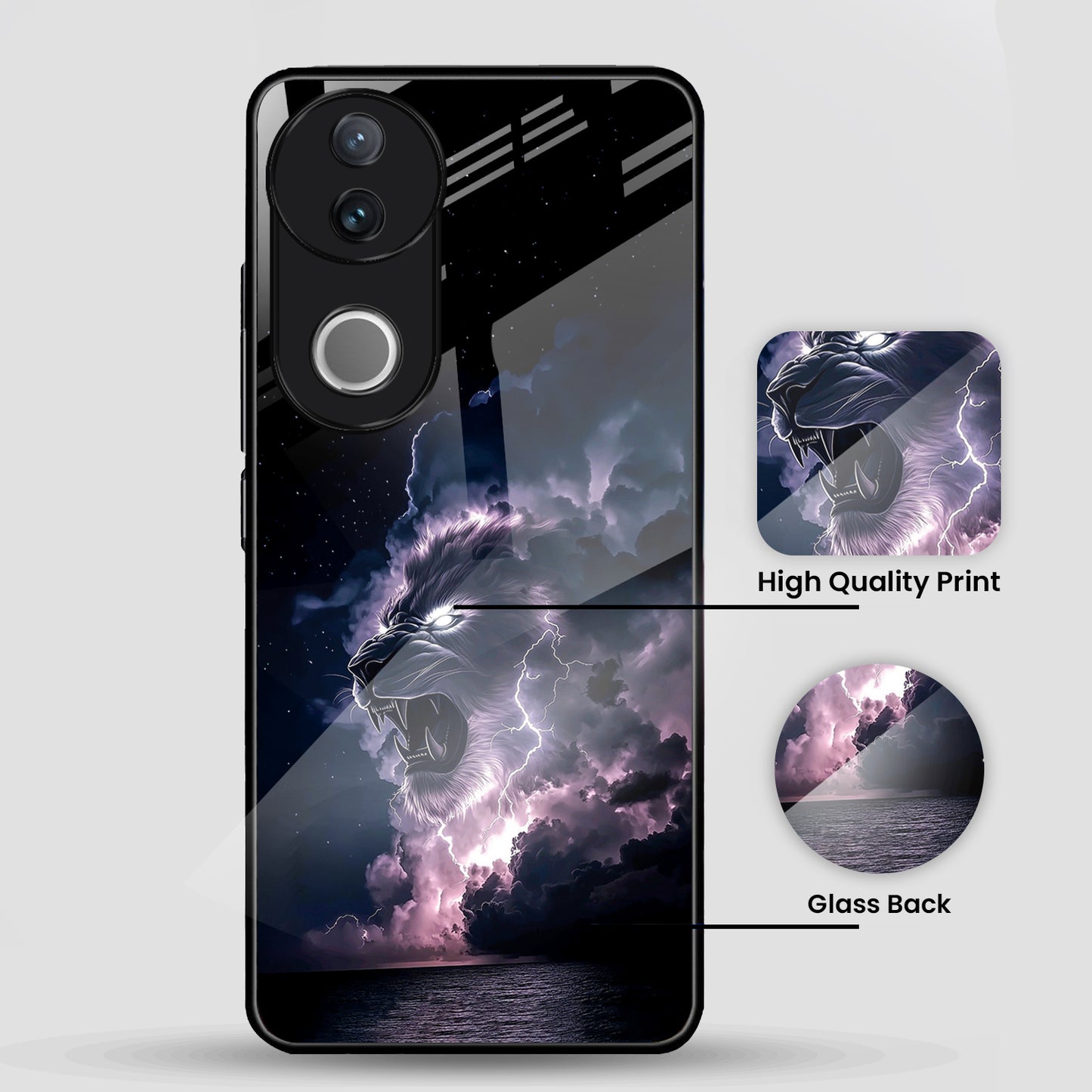 Vivo V50 5G Premium Acrylic Shockproof Glass Back Case (Strom King)