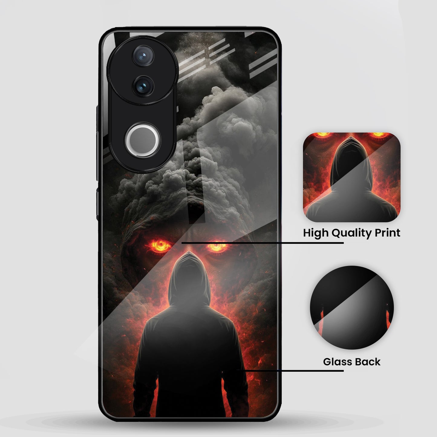 Vivo V50 5G Premium Acrylic Shockproof Glass Back Case ( Dark Flame )