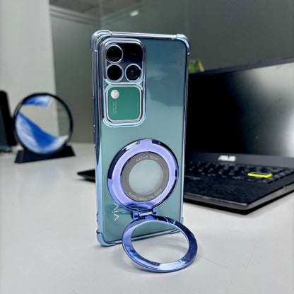 Vivo V30 Pro 5G Original Luxury Magnifier Ring Stand Shockproof Airbags Corner Case