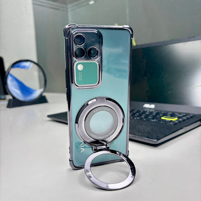 Vivo V30 Pro 5G Original Luxury Magnifier Ring Stand Shockproof Airbags Corner Case