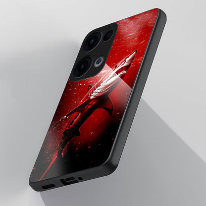Oppo Reno 13 5G Premium Acrylic Shockproof Glass Back Case (Aqua Beast)