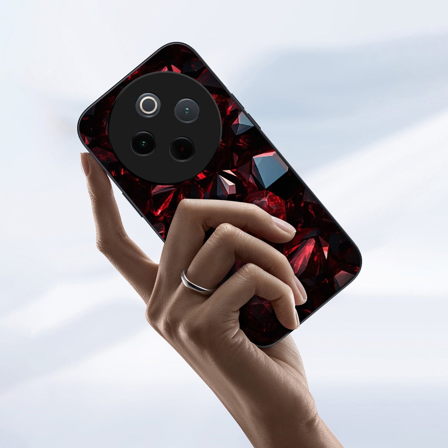 Vivo T4 5G Premium Acrylic Shockproof Glass Back Case (Ruby Royale)