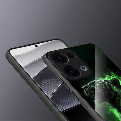 Oppo Reno 13 5G Premium Acrylic Shockproof Glass Back Case (Inferno Beast)