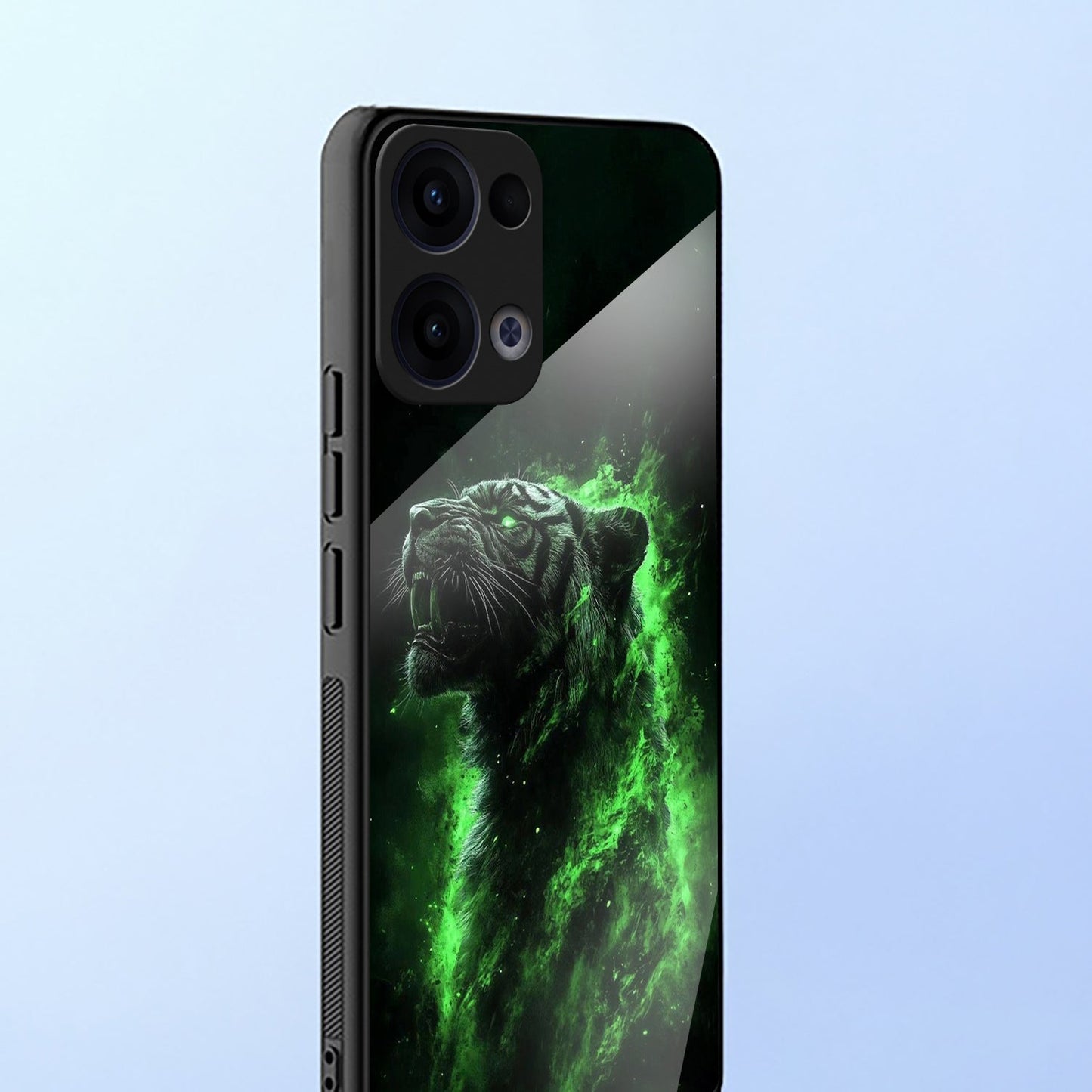 Oppo Reno 13 5G Premium Acrylic Shockproof Glass Back Case (Inferno Beast)