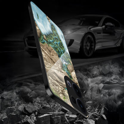 Oppo Reno 13 5G Premium Acrylic Shockproof Glass Back Case (Earth Map)