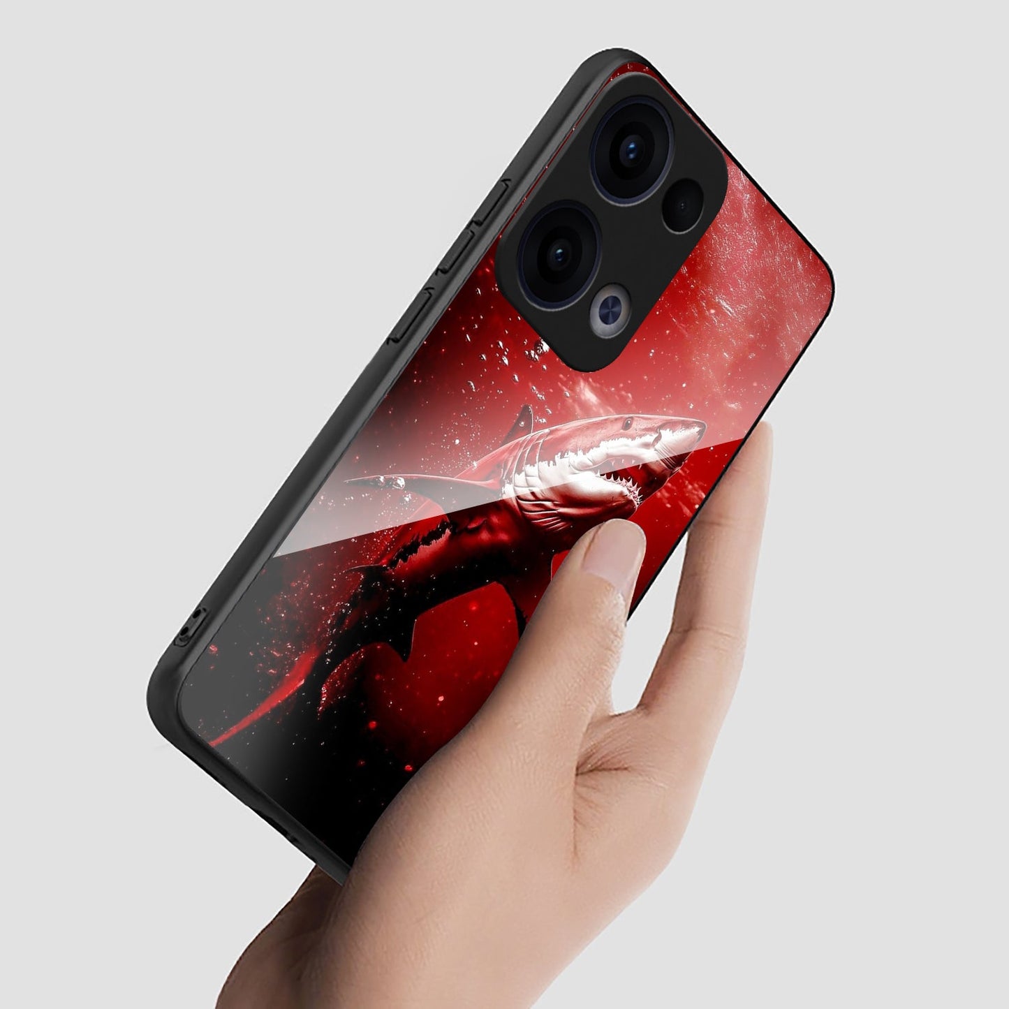 Oppo Reno 13 5G Premium Acrylic Shockproof Glass Back Case (Aqua Beast)