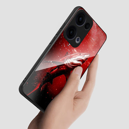 Oppo Reno 13 5G Premium Acrylic Shockproof Glass Back Case (Aqua Beast)