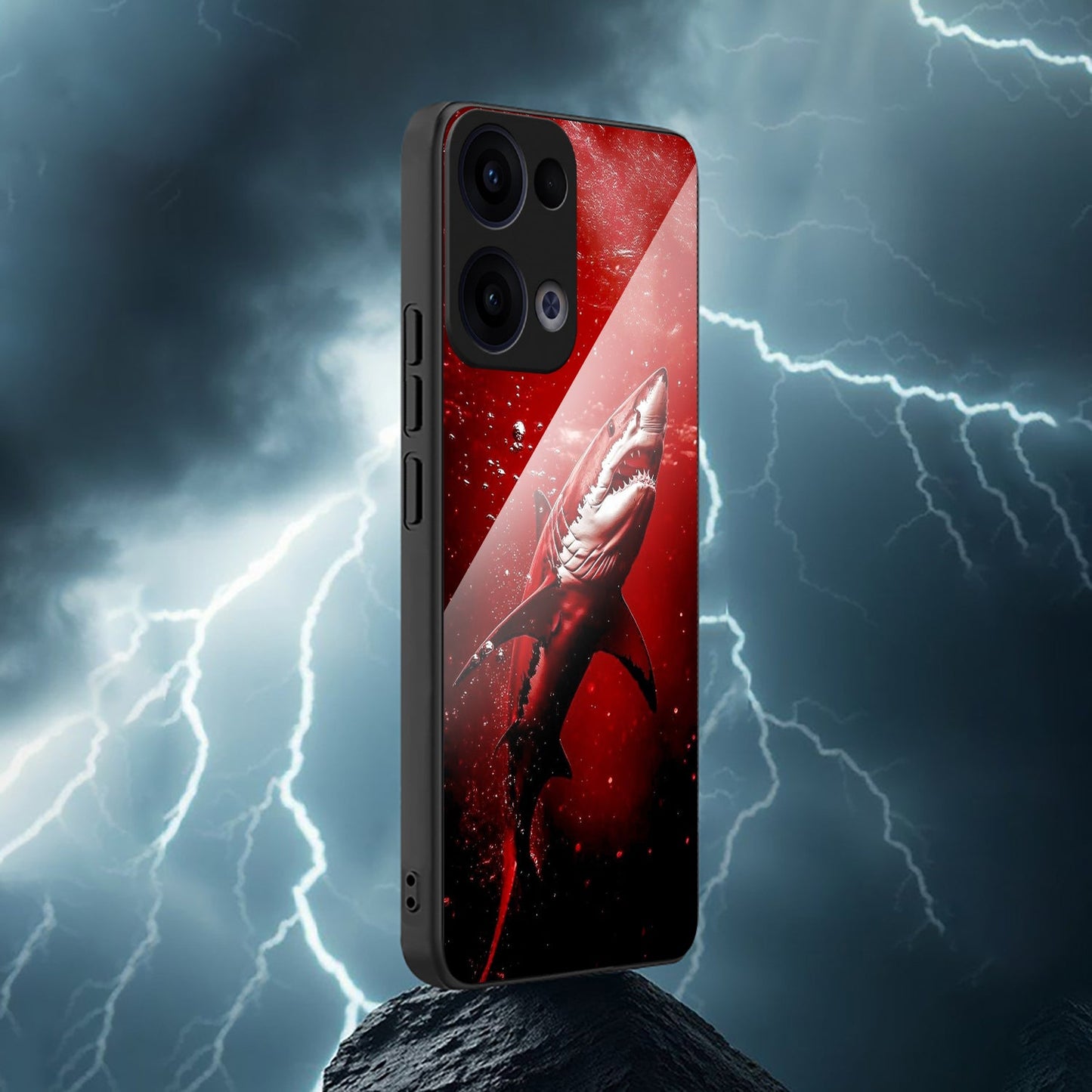 Oppo Reno 13 5G Premium Acrylic Shockproof Glass Back Case (Aqua Beast)