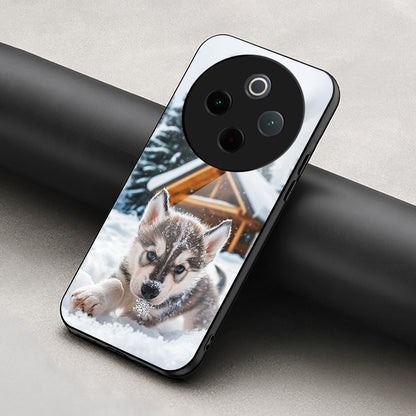 Vivo T4 5G Premium Acrylic Shockproof Glass Back Case (Snow Pup)