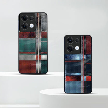 Oppo Reno13 Luxury Grid Pattern Glass Back Shockproof Case