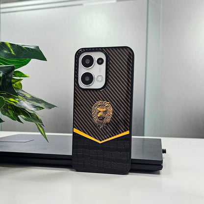 Oppo Reno13 5G Luxury Lion Pattern Leather And Liquid Silicone Case