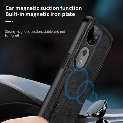 Vivo V40 Pro Skin Feel Shockproof Magnetic Phone PU Leather Case